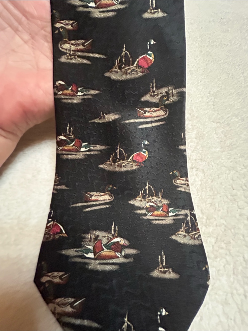 🎁3 for $30 - Black Duck-Print Necktie